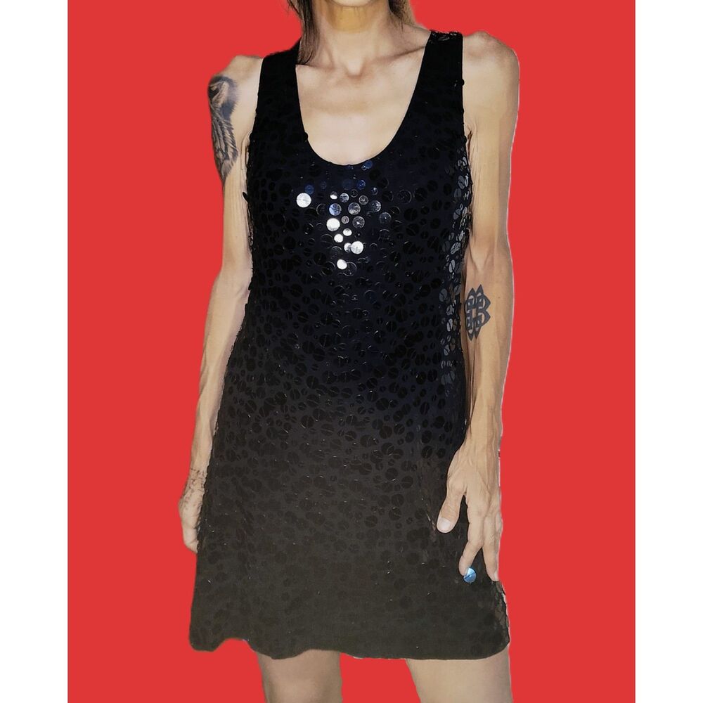 Arden B ~ Black Sequin Mini Dress ~ Large ~ Sparkly Stretchy Date Night